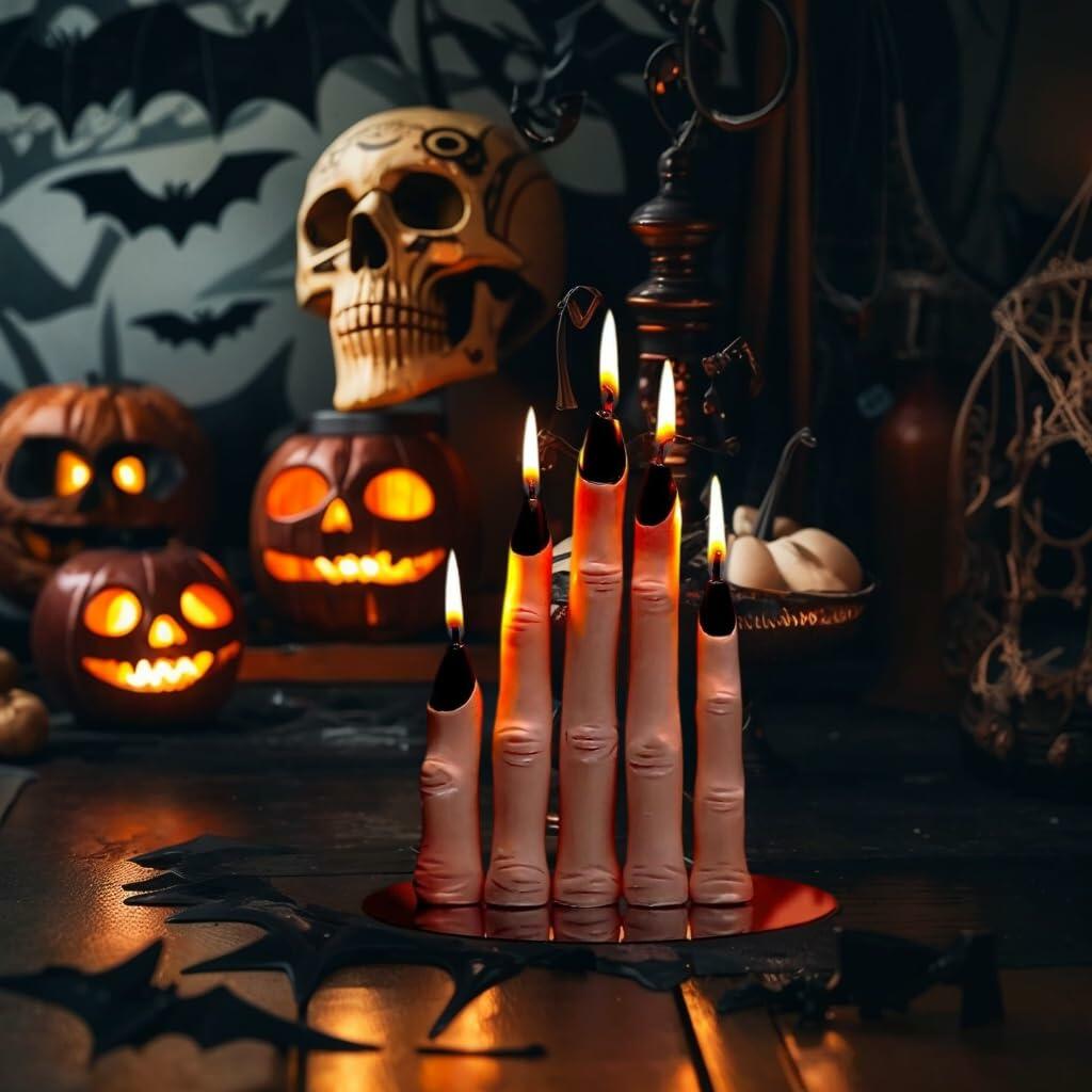 Witch Finger Candles 5 Pack Devil Designs Black Nails Indoor Gothic Decor