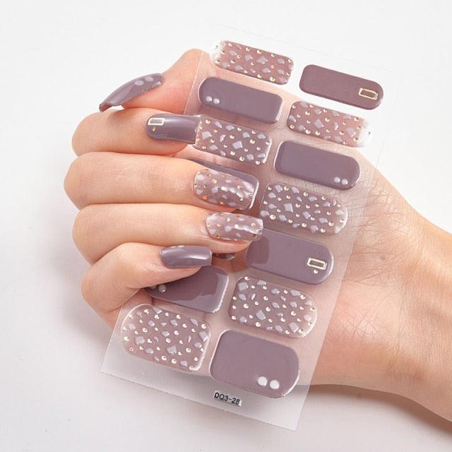 Patterned Nails With Creative Nail Polish Nail Polish Stickers Temporary Tattoos Kids Nails Art Decoration Nail Strips Shiny French Tip Guides Stickers French Nail Stickers Form Fringe Guides for Decoration Stencil Tools