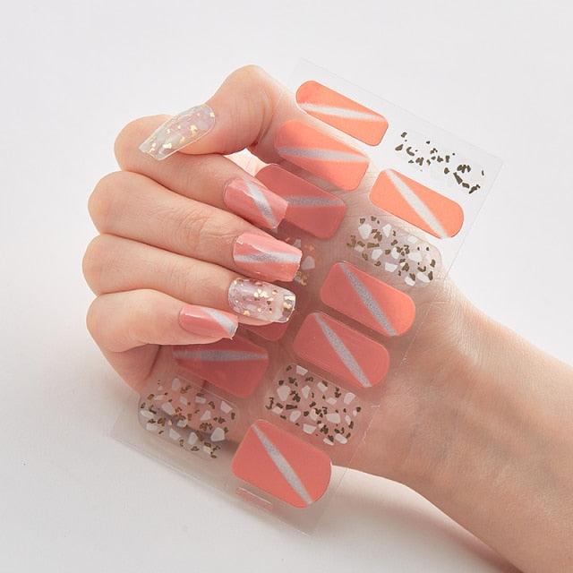 Patterned Nails With Creative Nail Polish Nail Polish Stickers Temporary Tattoos Kids Nails Art Decoration Nail Strips Shiny French Tip Guides Stickers French Nail Stickers Form Fringe Guides for Decoration Stencil Tools