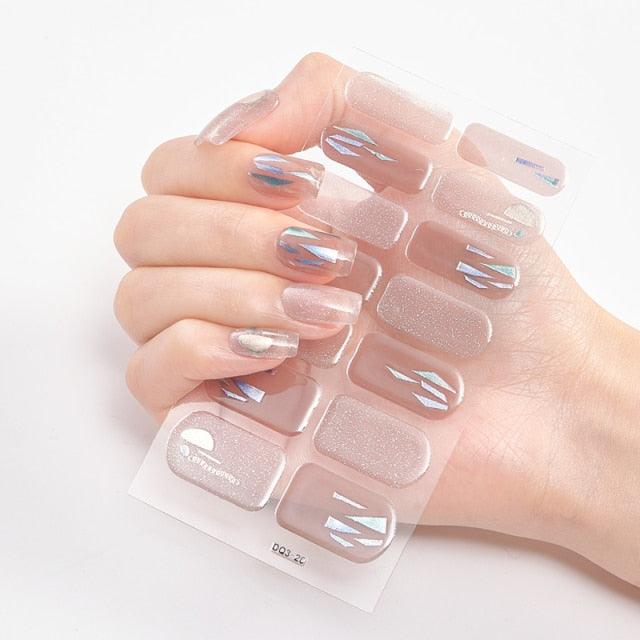 Patterned Nails With Creative Nail Polish Nail Polish Stickers Temporary Tattoos Kids Nails Art Decoration Nail Strips Shiny French Tip Guides Stickers French Nail Stickers Form Fringe Guides for Decoration Stencil Tools