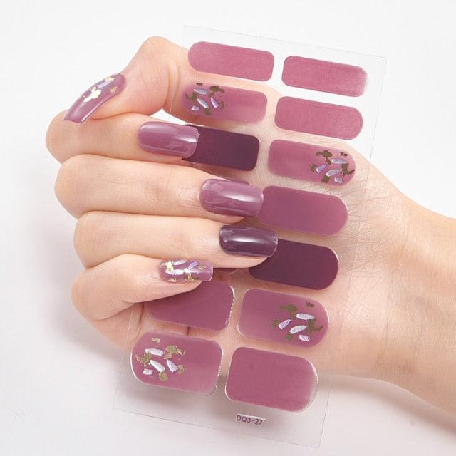 Patterned Nails With Creative Nail Polish Nail Polish Stickers Temporary Tattoos Kids Nails Art Decoration Nail Strips Shiny French Tip Guides Stickers French Nail Stickers Form Fringe Guides for Decoration Stencil Tools