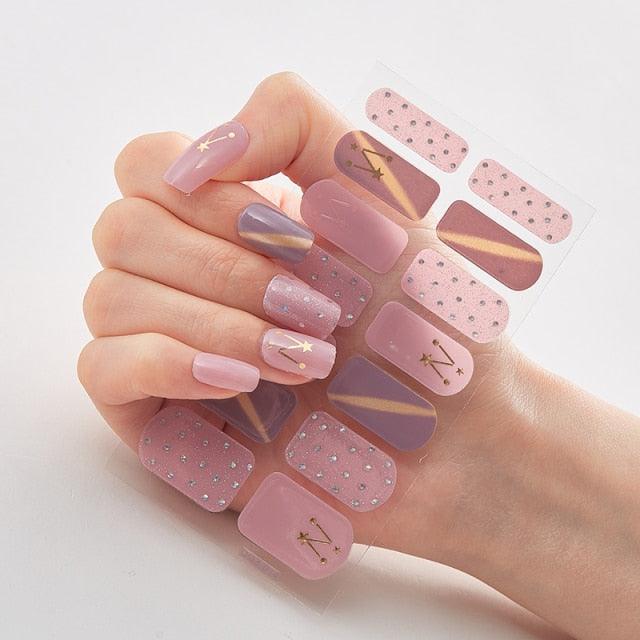 Patterned Nails With Creative Nail Polish Nail Polish Stickers Temporary Tattoos Kids Nails Art Decoration Nail Strips Shiny French Tip Guides Stickers French Nail Stickers Form Fringe Guides for Decoration Stencil Tools