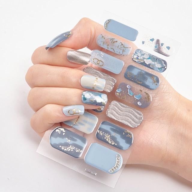 Patterned Nails With Creative Nail Polish Nail Polish Stickers Temporary Tattoos Kids Nails Art Decoration Nail Strips Shiny French Tip Guides Stickers French Nail Stickers Form Fringe Guides for Decoration Stencil Tools