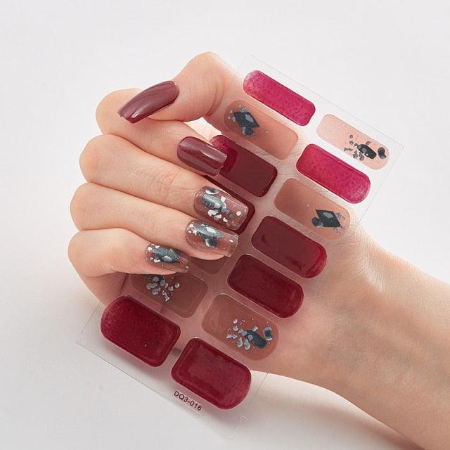 Patterned Nails With Creative Nail Polish Nail Polish Stickers Temporary Tattoos Kids Nails Art Decoration Nail Strips Shiny French Tip Guides Stickers French Nail Stickers Form Fringe Guides for Decoration Stencil Tools