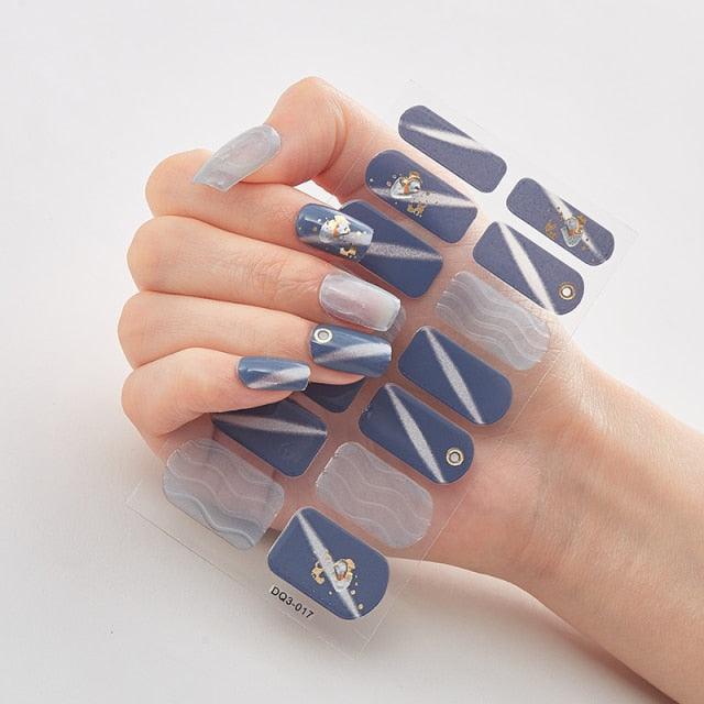 Patterned Nails With Creative Nail Polish Nail Polish Stickers Temporary Tattoos Kids Nails Art Decoration Nail Strips Shiny French Tip Guides Stickers French Nail Stickers Form Fringe Guides for Decoration Stencil Tools