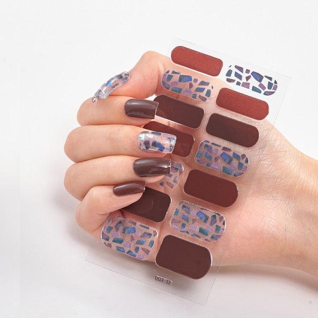 Patterned Nails With Creative Nail Polish Nail Polish Stickers Temporary Tattoos Kids Nails Art Decoration Nail Strips Shiny French Tip Guides Stickers French Nail Stickers Form Fringe Guides for Decoration Stencil Tools