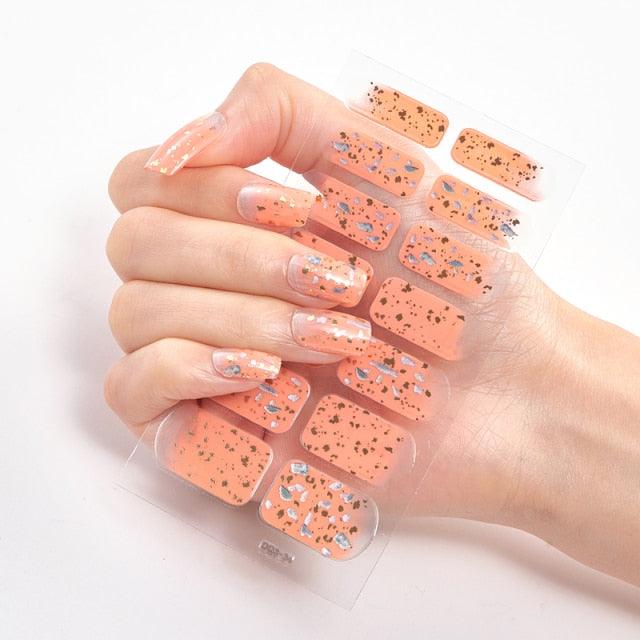 Patterned Nails With Creative Nail Polish Nail Polish Stickers Temporary Tattoos Kids Nails Art Decoration Nail Strips Shiny French Tip Guides Stickers French Nail Stickers Form Fringe Guides for Decoration Stencil Tools