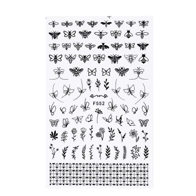 Black White 3D Nail Stickers Metal Gold Silver Geometric Tassel Strip Line Adhesive Transfer Decals Nail Art Design  Gold Silver Metal Nail Sticker  Metallic Curve Strip Line Nail Decal Self-Adhesive 3D Wave Design Nail Tips Decorations Manicure for Women